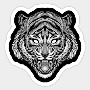 Tiger head black and white Sticker